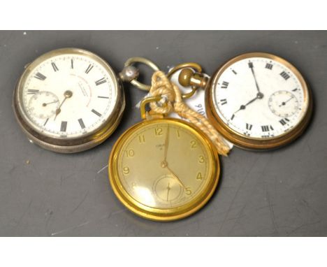 Horology - a silver open faced pocket watch, The Express English Lever, enamel dial, hallmarked, c.1900; others, later, gold 