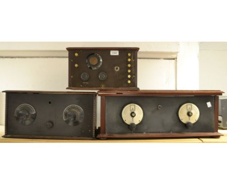 Vintage Radios - a three valve Dubiliers radio, Doric sectional cabinet case;  others smaller (3)