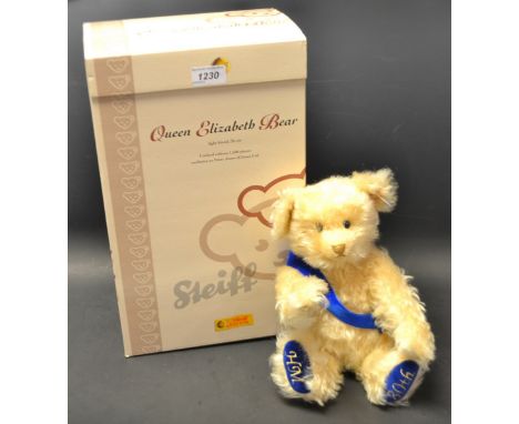 Bears - A Steiff light blonde Queen Elizabeth II bear, limited edition exclusive to Peter Jones (china) Ltd,boxed with associ