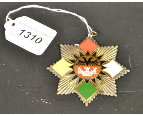 A large German enamel medallion, inscribed Grosse Duisburger Karneval Gesellschaft