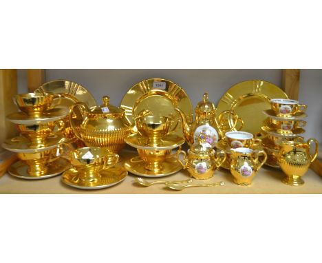 A Royal Winton Golden age gilt tea service; a continental gilt coffee service 