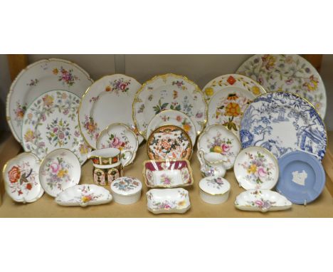 A Royal Crown Derby 1128 pattern cream jug, second quality; a Derby Days pattern shaped circular plate, first quality; Posie 