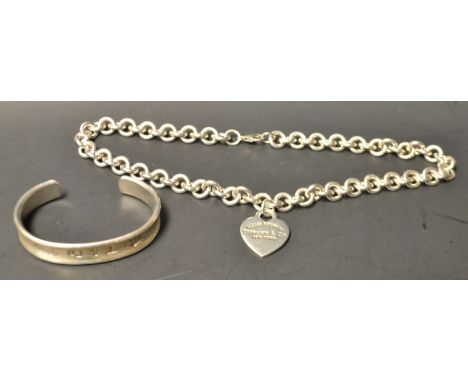 A heavy Tiffany and Co. necklace and bangle, 925 silver