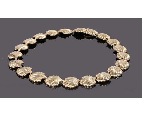 Christian Dior gilt metal necklace, with shell style links, 39cm long 