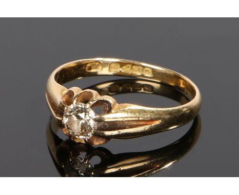 18 carat gold diamond solitaire ring, the round cut diamond at approximately 0.60 carat set to the eight claw shank, ring siz