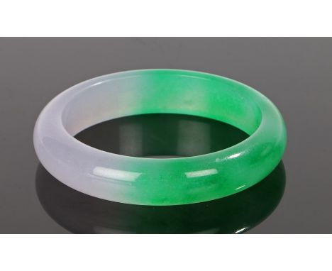 Chinese jade bangle, with purple to green in colour, 7.8cm wide