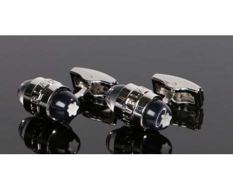 Pair of Mont Blanc style cufflinks, with bullet shaped ends and bar to the opposing end