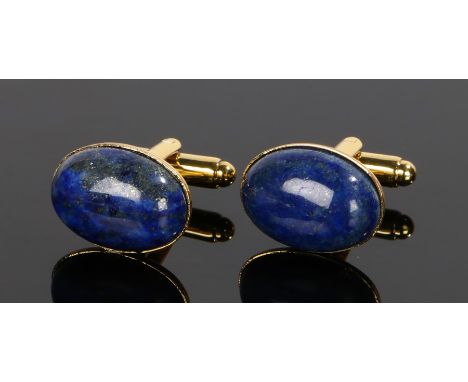 Pair of lapis lazuli cufflinks, with cabochon cut lapis lazuli heads 