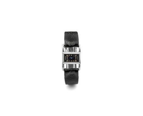 Jaeger-LeCoultre Etrier uniplan ref 2343 first series, 1940s Rectangular bracket case in steel, no.15910. Black dial, lumines