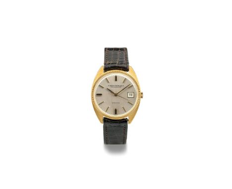 Girard perregaux Gyromatic, 1970s. 18k gold tonneau case, screw-back case. Silvered dial, applied hour markers. Self-winding 