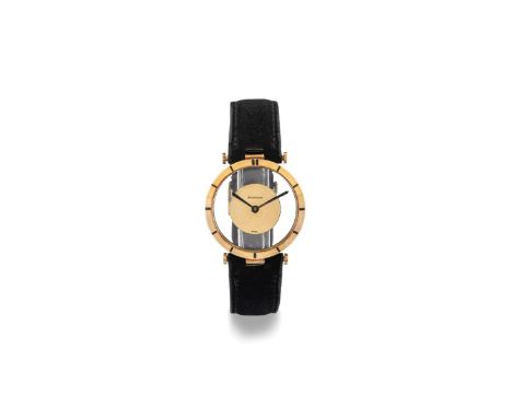 Jaeger-LeCoultre Misterioso, 1970s. Round case in 18k gold and glass, no. 566800. Mystery dial with central gold disc. Hand-w