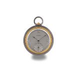 Watches - Juvenia pocket watch, 1940s Round steel and gold case. Silve…