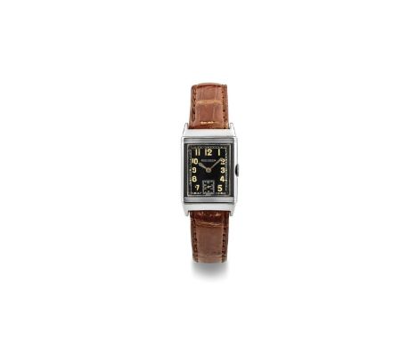 Jaeger-LeCoultre Reverso, 1930s Rectangular reversible steel case, no.1933 Black dial, luminescent Arabic numerals. Jaeger ha