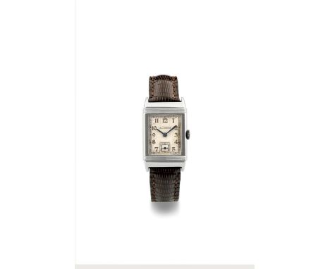 Jaeger-LeCoultre Reverso, 1930s Rectangular reversible steel case, no.18039. Cream-colored dial, applied Arabic numerals. Jae
