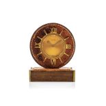 Watches - Cartier table clock, 1940s Brass case and round wooden frame…
