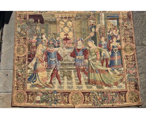 A modern hanging tapestry depicting a Royal Procession, 140 cm x 157 cm