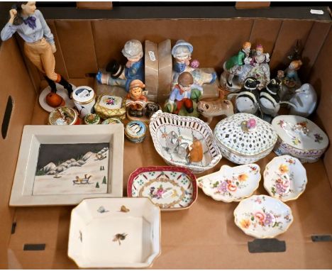 Two boxes of various decorative figures and other ornaments etc including&nbsp;Dutch Royal Goerdewaagen ltd. ed. 'Amata' elli