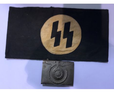 German SS type arm band and belt buckle, P&amp;P Group 1 (£14+VAT for the first lot and £1+VAT for subsequent lots) 