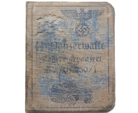 German SS type canvas covered identity book. P&amp;P Group 1 (£14+VAT for the first lot and £1+VAT for subsequent lots) 