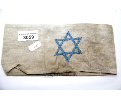 WWII type Jewish armband. P&amp;P Group 1 (£14+VAT for the first lot and £1+VAT for subsequent lots) 