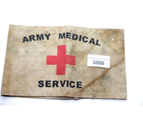 British WWII type Army Medical Service armband. P&amp;P Group 1 (£14+VAT for the first lot and £1+VAT for subsequent lots) 