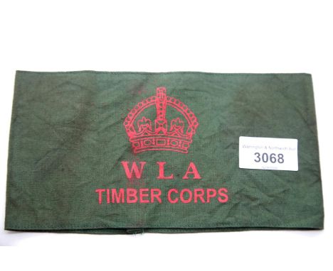 British WWII style Women's Land Army Timber Corps armband. P&amp;P Group 1 (£14+VAT for the first lot and £1+VAT for subseque