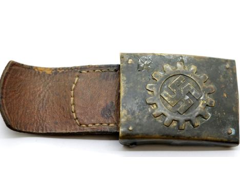 German WWII type TENO belt buckle with partial leather belt. P&amp;P Group 1 (£14+VAT for the first lot and £1+VAT for subseq