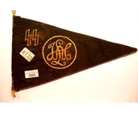 German SS type pennant embroidered 'LAH', L: 36 cm. P&amp;P Group 1 (£14+VAT for the first lot and £1+VAT for subsequent lots