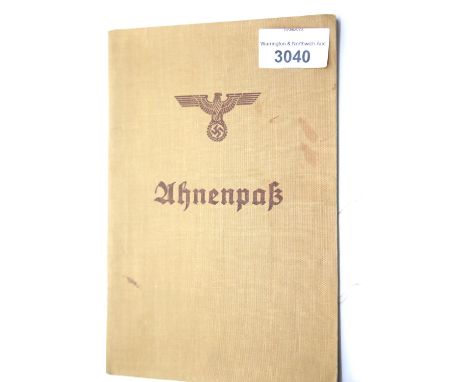 German Third Reich type Ahnenpass canvas covered book, partly completed with Muller family, most entries stamped for verifica