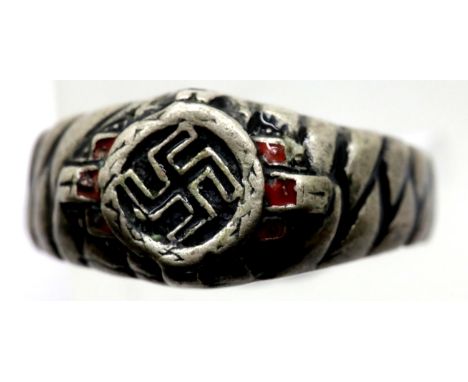 German WWII type Nazi Party signet ring, indistinctly marked inside the shank. P&amp;P Group 1 (£14+VAT for the first lot and