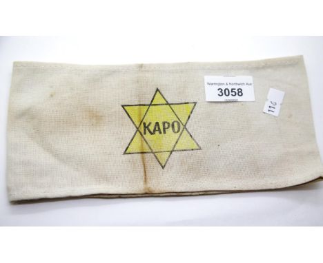 WWII type Jewish KAPO armband. P&amp;P Group 1 (£14+VAT for the first lot and £1+VAT for subsequent lots) 