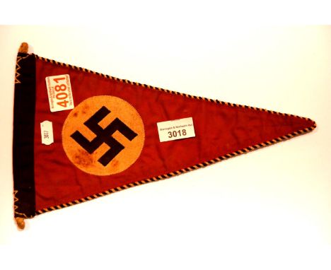 German WWII type party pennant, L: 32 cm. P&amp;P Group 1 (£14+VAT for the first lot and £1+VAT for subsequent lots) 
