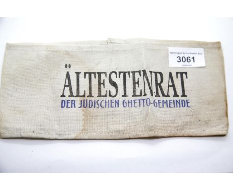 WWII type Jewish concentration camp armband. P&amp;P Group 1 (£14+VAT for the first lot and £1+VAT for subsequent lots) 