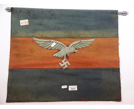 German WWII type Luftwaffe banner with chrome pole, 51 x 44 cm. P&amp;P Group 1 (£14+VAT for the first lot and £1+VAT for sub