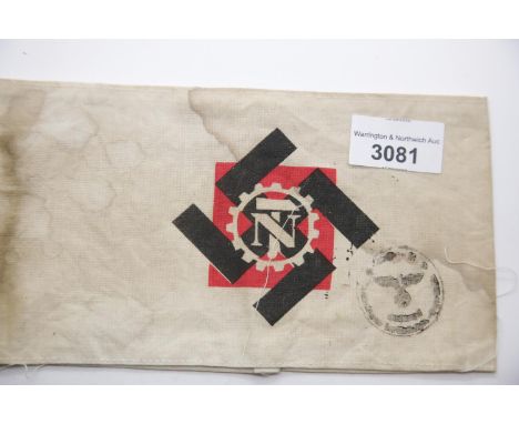 German WWII type RAD DAF worker's armband. P&amp;P Group 1 (£14+VAT for the first lot and £1+VAT for subsequent lots) 