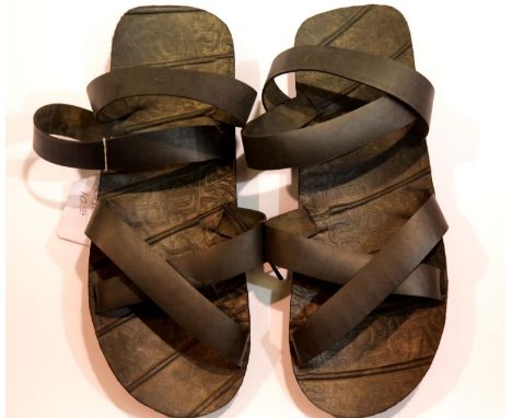 Vietnam War Era Vietcong ?Ho Chi Minh? Tyre Sandals. Made from truck tyres. P&amp;P Group 2 (£18+VAT for the first lot and £3