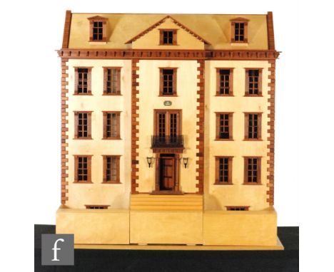 A contemporary double fronted three storey dolls house in the Regency style, with basement and attic rooms, opening sash wind