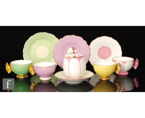 A small collection of assorted Aynsley China Butterfly tea wares comprising three cups and saucers, a cup and side plate and 