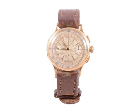 Jaeger - a gentleman's chronograph wristwatch, 30mm circular dial with gold coloured hands and black centre seconds hand, two