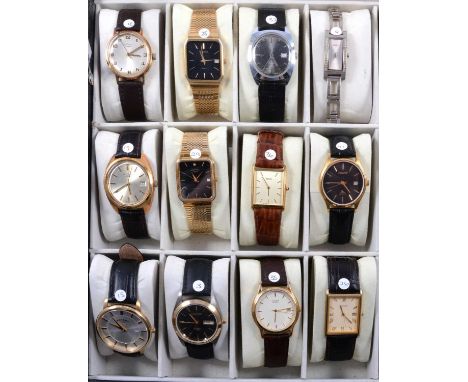 Twelve gentlemen's vintage wristwatches, various movements, Rotary - a gentleman's vintage manual wind wristwatch, 28mm circu