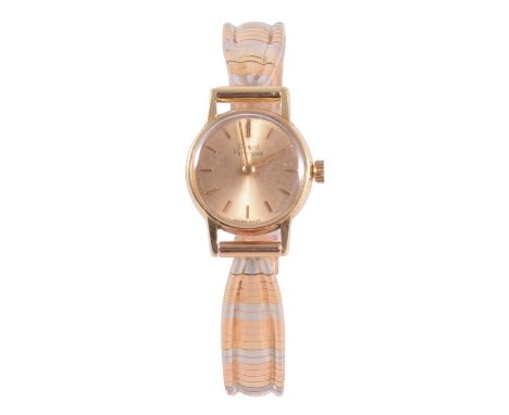 Girard Perregaux - a lady's yellow metal manual wind bracelet wristwatch, 18mm circular champagne raised baton dial in a 20mm