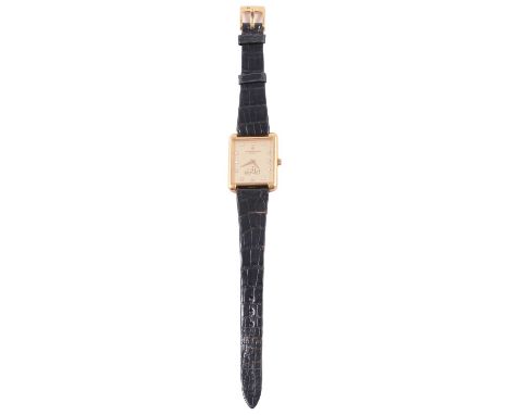 Vacheron Constantin - an 18 carat yellow gold wristwatch with diamond hour markers, 21x19mm rectangular champagne dial set wi