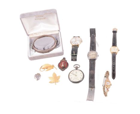 White metal pocket watch, silver, white metal and costume jewellery, wristwatches, stopwatch, Roskopf - a white metal pocket 
