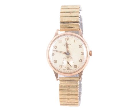 Accurist - a gentleman's 9 carat yellow gold manual wind wristwatch, 28mm circular cream dial with Arabic numerals and subsid
