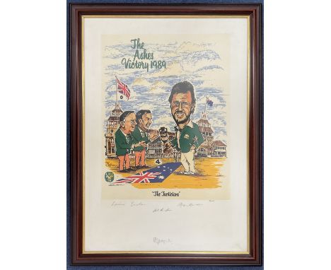 Cricket Australia Legends multi signed 32x23 inch limited edition print titled The Ashes Victory 1989 "The Tacticians" signat