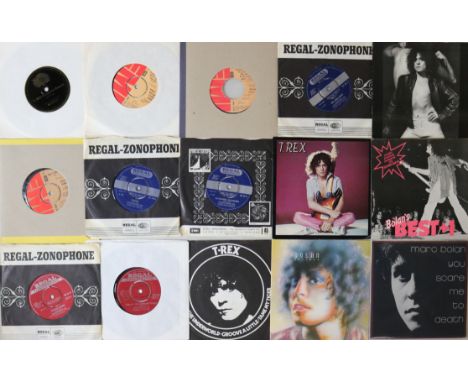 T REX &amp; ASSOCIATED - 7" COLLECTION. Approximately 60 7" records with artists/titles to include: T. Rex. Christmas Record 