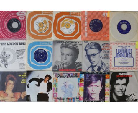 DAVID BOWIE - UK 7" COLLECTION. Comprehensive back-catalogue of 34 x UK 7" releases. Titles include Holy Holy (original 1971 