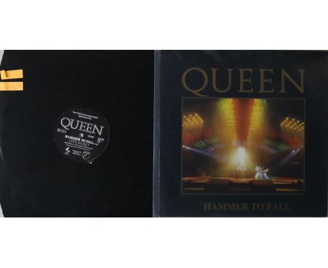 QUEEN - HAMMER TO FALL UK 12" - WITHDRAWN SLEEVE &amp; PROMO. Smashing bundle of the 2 x hardest to find copies of the 1984 c