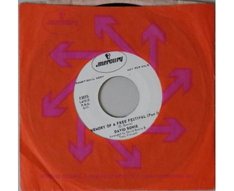 DAVID BOWIE - MEMORY OF A FREE FESTIVAL - US 7" PROMO (MERCURY 73075). The original US Mercury 7" promo of the 1970 release (