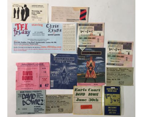 DAVID BOWIE TICKET COLLECTION. 31 tickets/ticket stubs for various David Bowie / Tin Machine concerts, to include a crew pass